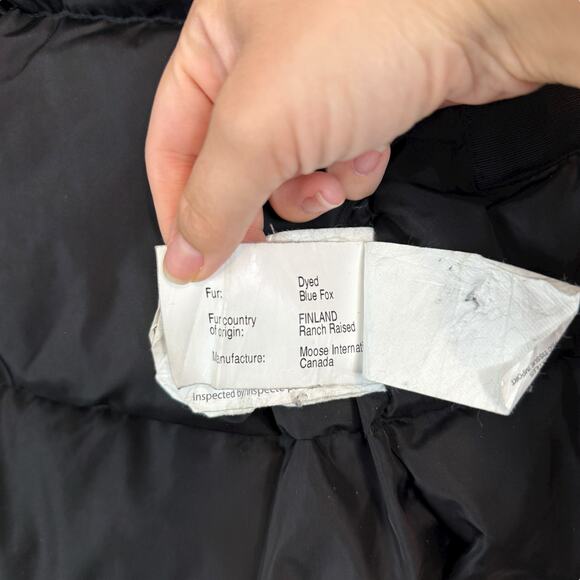 Moose Knuckles Beaver Fox Fur Hooded Down Bomber Jacket Black Size Small - Picture 11 of 16